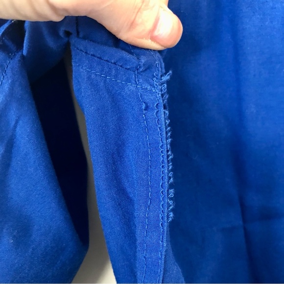 DVF Diane Von Furstenburg Bright Blue Button Down Collared Shirt Size Medium - Picture 5 of 6